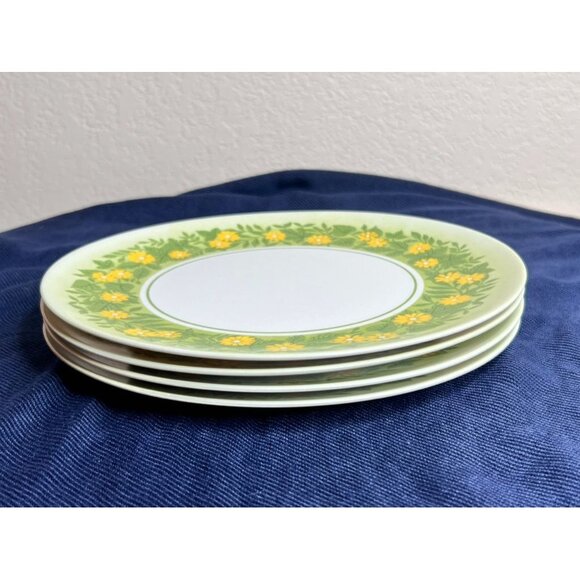Vintage Lenox Ware Set Of 4 Yellow Daisy Pattern Melamine Plates 9-1/2" READ - Picture 12 of 16